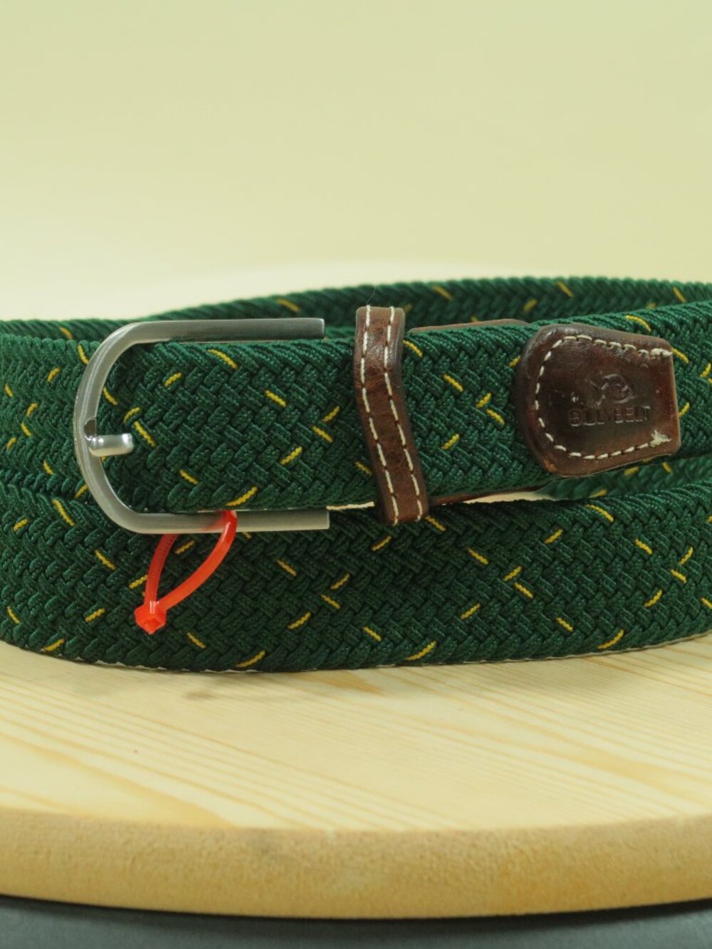 BillyBelt Elastic Woven Belt Mens 34-40 Green Yellow The Kingston Stretch